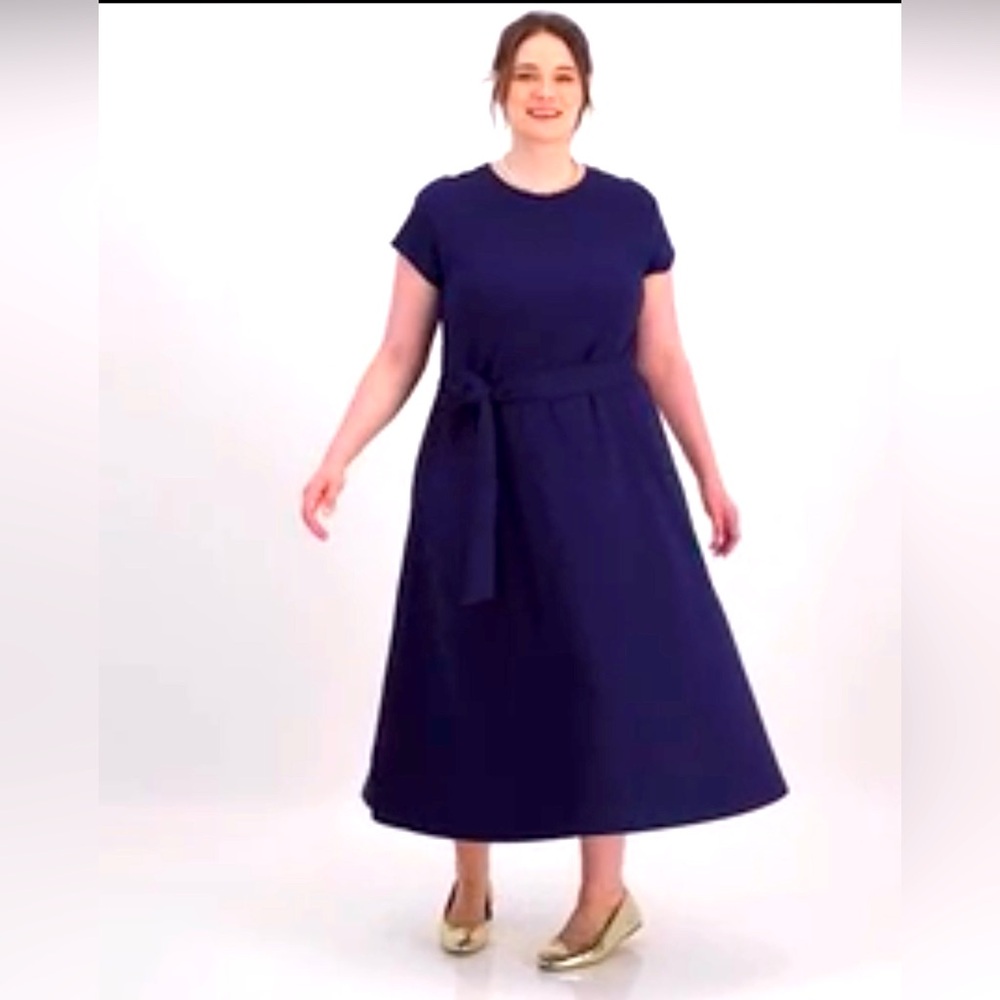 Plus Size Tie-Waist A-Line Midi Dress, Created for Macy's